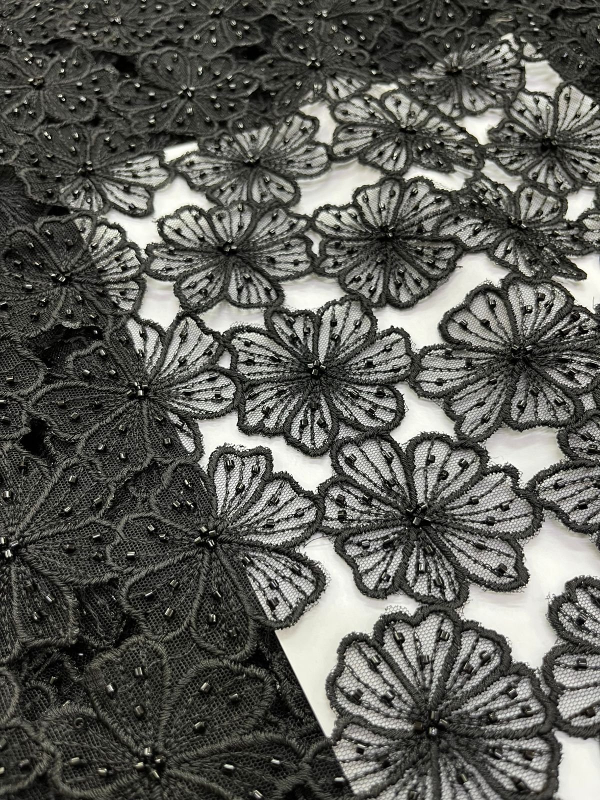 black lace fabric, 3D embroidery, floral net, beaded lace, designer suit fabric, fancy net fabric