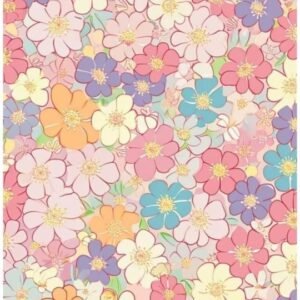 Organic Cotton Pastel Floral Fabric (soft peach-toned background)